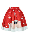 Vintage Ugly Christmas Santa Lovely Pleated A-Line Short Mini Skater Skirt for Women Back View