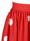 Red White Polka Dots Printed Full Circle Flare Rockabilly Casual Mini Skirt for Women Detail View