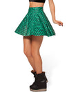 Vivid Green Punk Mermaid High Waisted Pleated Short Skater Skirts for Women Side View