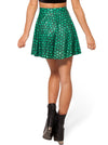 Sexy Mermaid Green Spandex Punk Full Pleated Spring Summer Above Knee Length Skirt for Girl Back View