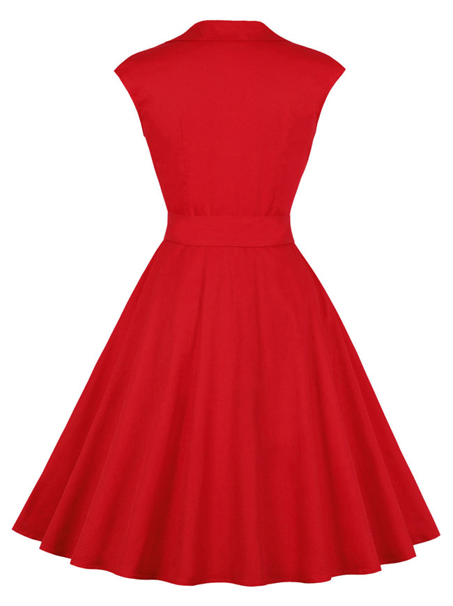 Slim Fit Dress 1950s Style Patchwork Dresses Swing Knee Length Tea Dress Back View