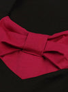 Retro Style Red Turn Down Collar Decor Bow-knots  Full Circle Flare Style High Waist Dress for Women Detail View