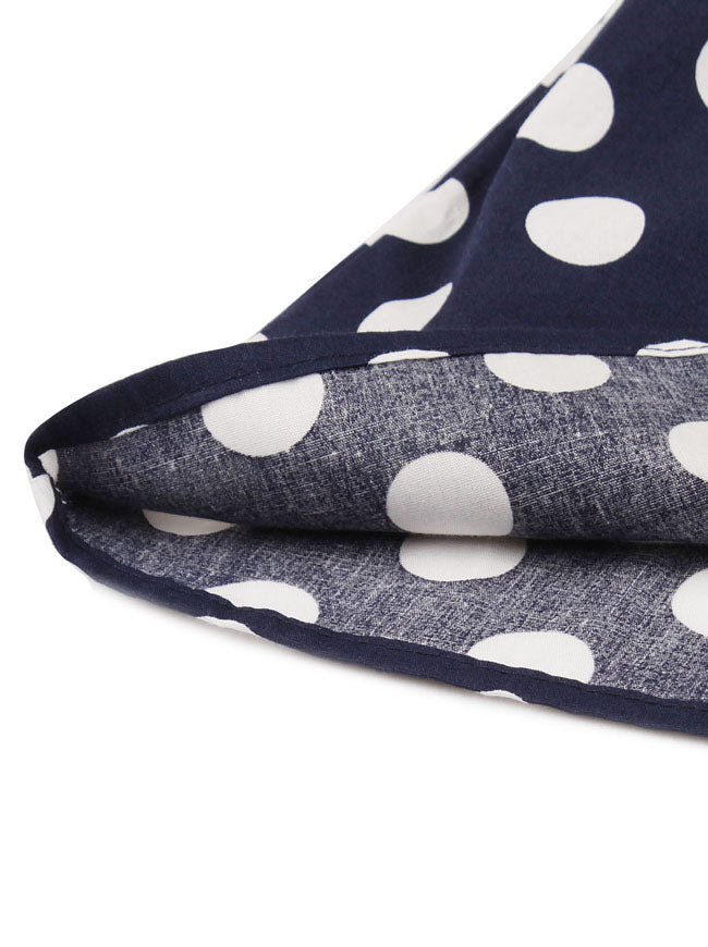 Women Juniors Blue White Polka Dots Rockabilly Pinup Wedding Prom Party Dress Detail View