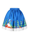 Juniors Cute Christmas Pattern Pleated Puffy Short Ruffle Petite Winter Skirts Detail View