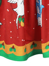Green Red Christmas Themed Patterns High Waist Knee Length Going Out Holiday Party Skirt for Women Detail View