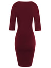 Solid Color Half Sleeve Cotton Bandage Bodycon Soft Slim Fit Club Midi Dress for Women Detail View