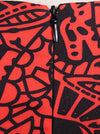 Fashionable Black Skulls Totem Round Neck Vintage Rockabilly Swing Dress for Women Detail View