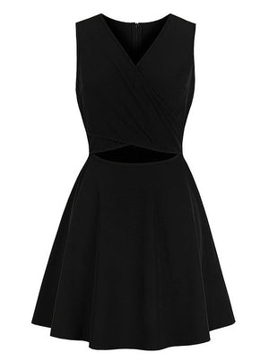 Fashion V-Neck Sleeveless A-Line Swing Cocktail Party Dress