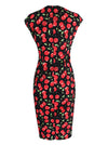 Retro Cherry Print Patchwork Rockabilly Cocktail Office Work Dress