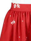 Red A-line Snowflake Skirt Cute Fit Flare Wear to Work Mini Skirt for Women Detail View