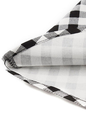 Classic Style Tartan Plaid Tea Length Dress Black and White for Women Detail View