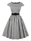 Cap-Sleeve Vintage 1950 Retro Rockabilly Prom Dresses With Blet Main View