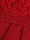 Red Sexy Boat Neck Floral Lace Elegant Homecoming Dress for Women Detail View
