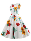 Vintage Evening Floral Tea Length A-Line Bridesmaid Dress for Women Outfits Colorful Side View