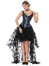 Blue Black Tops Halloween Costumes Overbust Corsets with Skirt Set for Women Model Show Main View