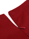 Elegant Short Sleeve High Waist Christmas Swing Dress Wine Red Detail View