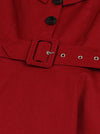 Retro Rockabilly Unique Square Neck Fashionable Button Accents Cocktail Dress with Belted Detail View