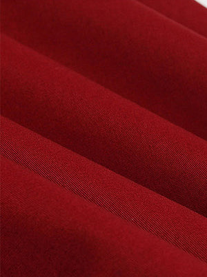 Retro Style Wine Red Soft Fit and Flare Tea Length Going Out Dresses Detail View