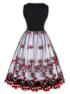 Sleeveless Floral Patchwork Homecoming Evening Party Dress