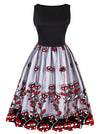 Sleeveless Floral Patchwork Homecoming Evening Party Dress