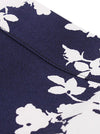 White Floral A Line Knee Length Dark Blue Cotton Skater Skirt for Women Detail View