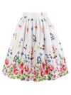 Vintage Casual High Waisted A-Line Floral Printed Flare Skirt Main View