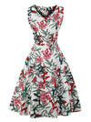 Casual 1950's Vintage Floral Print Holiday Cocktail Party Dress