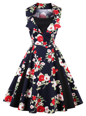 Retro Style Cocktail Party Vintage Floral Bridesmaid Dress