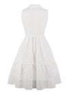 Retro 50s Style White Tank Fit and Flare Evening Party Casual Dress for Women Back View