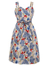 Women's Vintage 1950 Spaghetti Strap Printed Holiday Casual Dress