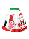 Christmas Santa Pleated Flared Short Midi Swing Skater Skirt Main View