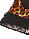 Women Black Brown Vintage Leopard Printed Patchwork Knee Length Cocktail Dress Detail View