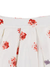 Vintage Retro Casual Knee Length High Waisted A-Line Floral Print Pleated Flare Skirt