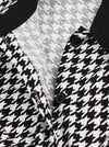Elegant Houndstooth Short Sleeve Swing Party Dress with Pocket