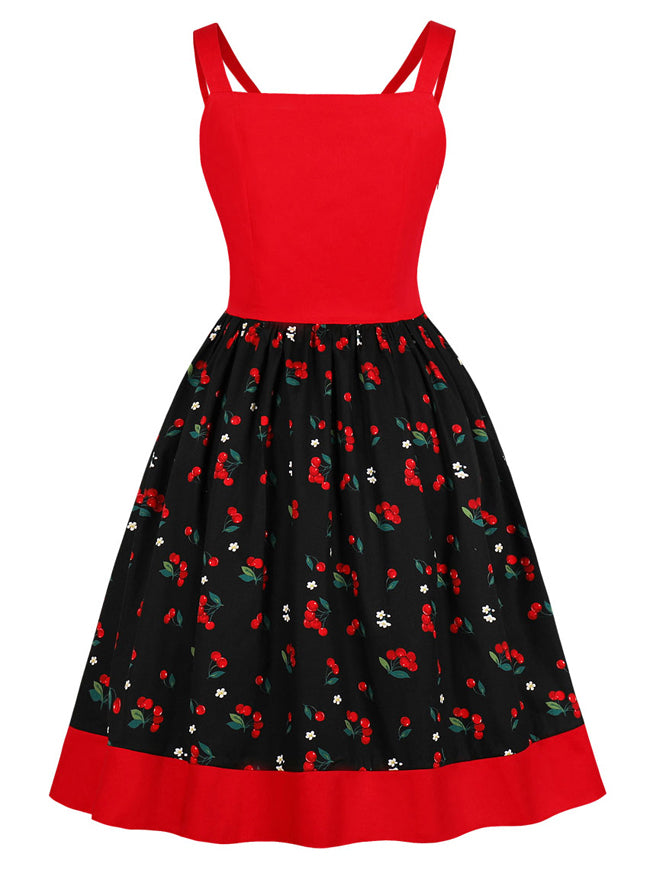 1950 Retro Rockabilly Sweetheart Neck A-Line Dress with Pocket