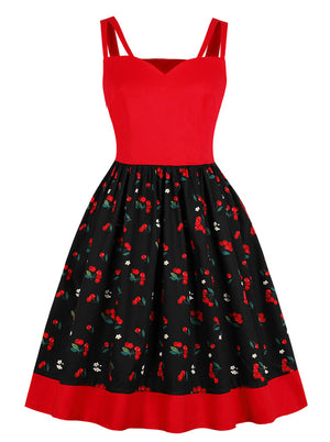 1950 Retro Rockabilly Sweetheart Neck A-Line Dress with Pocket