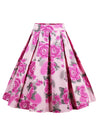 Fashion Retro Rockabilly Pleated Casual Skirt with Floral Print