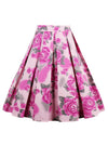Fashion Retro Rockabilly Pleated Casual Skirt with Floral Print