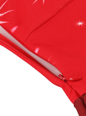 Red Sleeveless Pullover Ugly Christmas Adult Santa Costume Red Star Print Dress Detail View