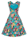 50's Vintage Floral Cut Out V-Neck Casual Party Cocktail Dress Main View