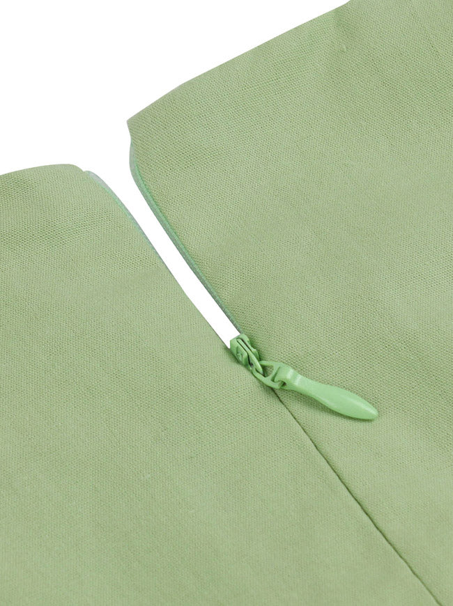 Elegant High Waist Light Green Cocktail Beautiful Going Out Tea Length A-Line Dress Detail View