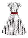 Women Classic Audrey Hepburn Style Polka Dot Slim Fit Pin Up Dress Back View