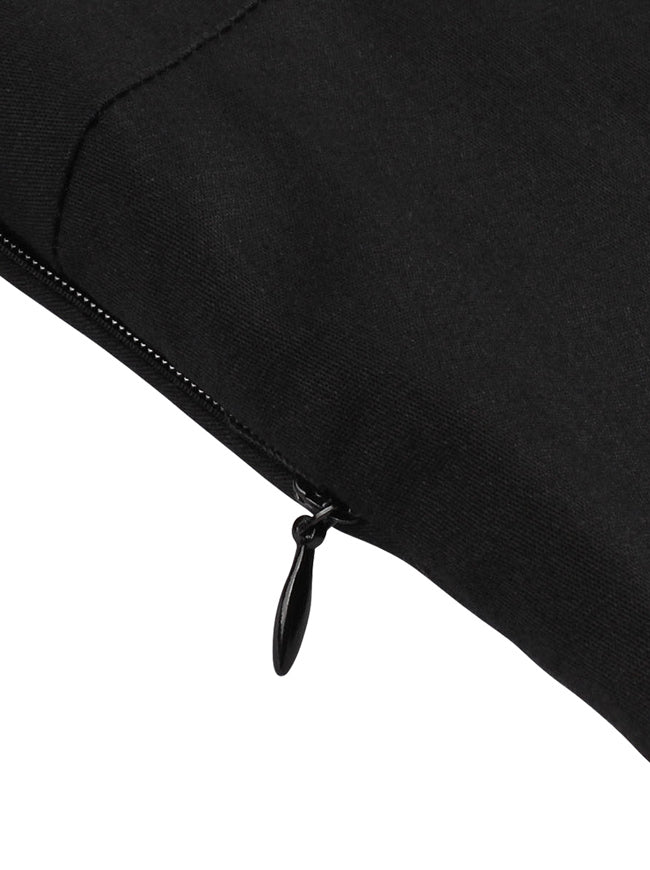 1950s Retro Turn Down Collar Half Sleeve Black Patchwork Pin UP Tea Length Cocktail Dress for Women Detail View