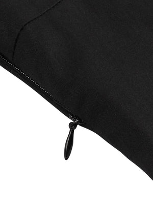 1950s Retro Turn Down Collar Half Sleeve Black Patchwork Pin UP Tea Length Cocktail Dress for Women Detail View