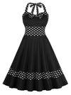 50S Retro Halter Polka Dots Rockabilly Cocktail Swing Dress