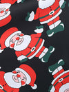 Red Black Santa Claus Knee Length Fit Flared Christmas Party Dress for Women Detail View