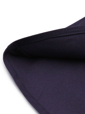 High-low Lace Paneled Short Sleeves A-line Cocktail Round Neck Vintage Blue Retro Swing Dress Detail View