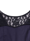 High Waisted Short Sleeve Plus Size Hi Low Lace Embroidered Swing Semi Formal Dress Detail View