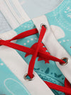Vintage Lace-Up Christmas Snowflake Printing A-Line Above Knee Length Dress for Women Detail View
