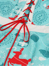 Vintage Short Sleeves Lace-Up Evening Dating Tea Length Dress for Women Detail View